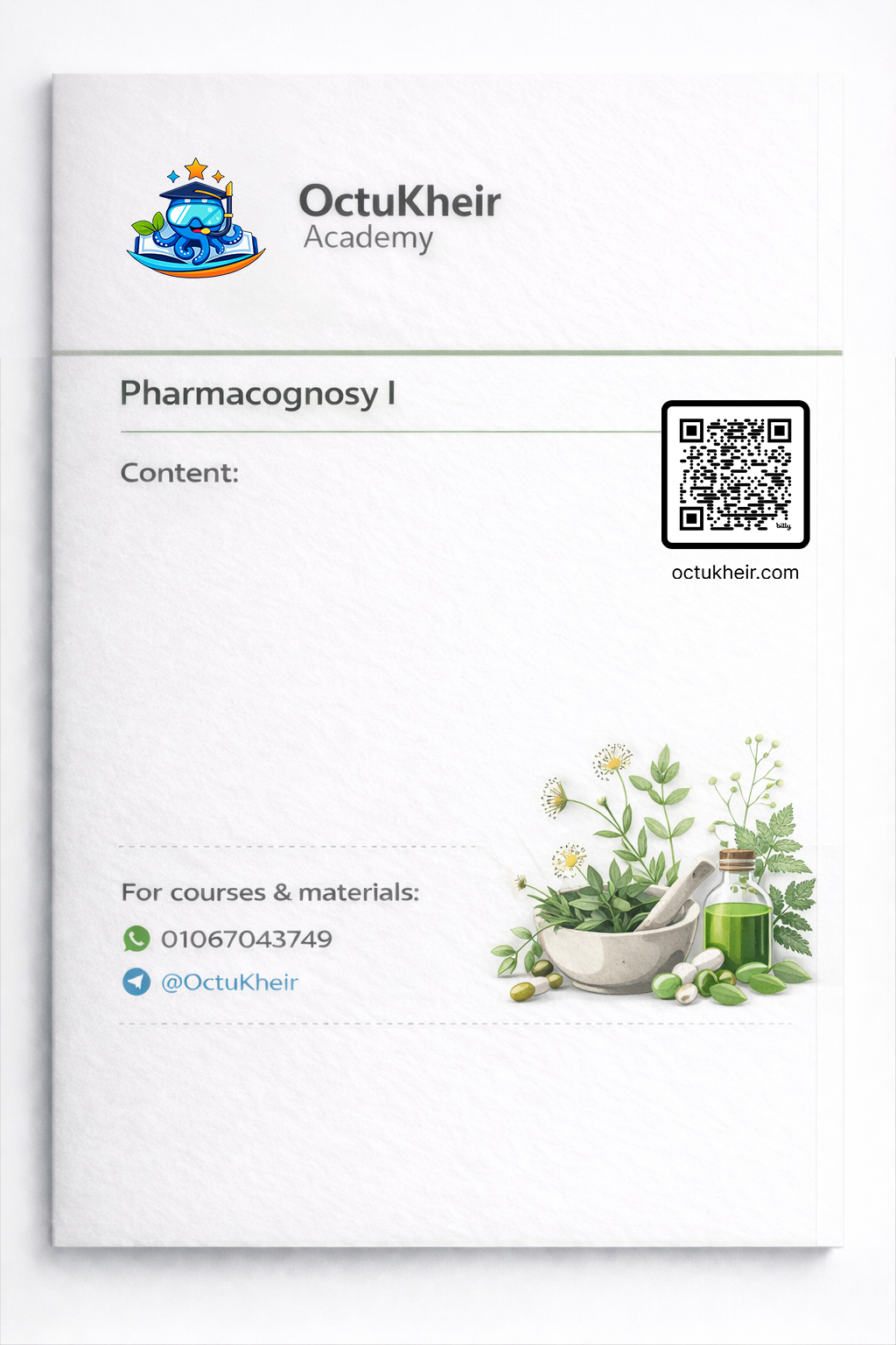 Pharmacognosy I – MTI University